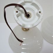 Pair of porcelain sconces brass glass of clchy white art deco