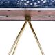 Pair of vintage brass and blue velvet feet rest