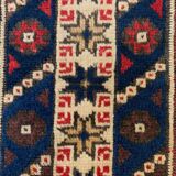 Turkish runner 475x97 cm tribal rug, red, beige, blue, vintage