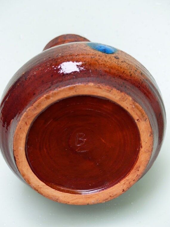 Vase ceramic vintage Brown and blue