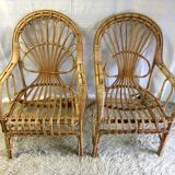 Pair of rattan chairs - 70s