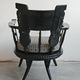 Pair of antique hand-carved armchairs in black lacquer from the 1920s.