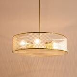 Brass Pendant Light in the Style of Mathieu Matégot Mid-Century, France, 1950s