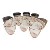 10 glasses of pink amber water