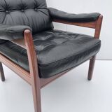 Vintage black leather lounge chair by gote mobler 1970s
