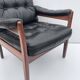Vintage black leather lounge chair by gote mobler 1970s