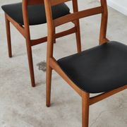 Pair of Scandinavian style leather and wood chairs 1970