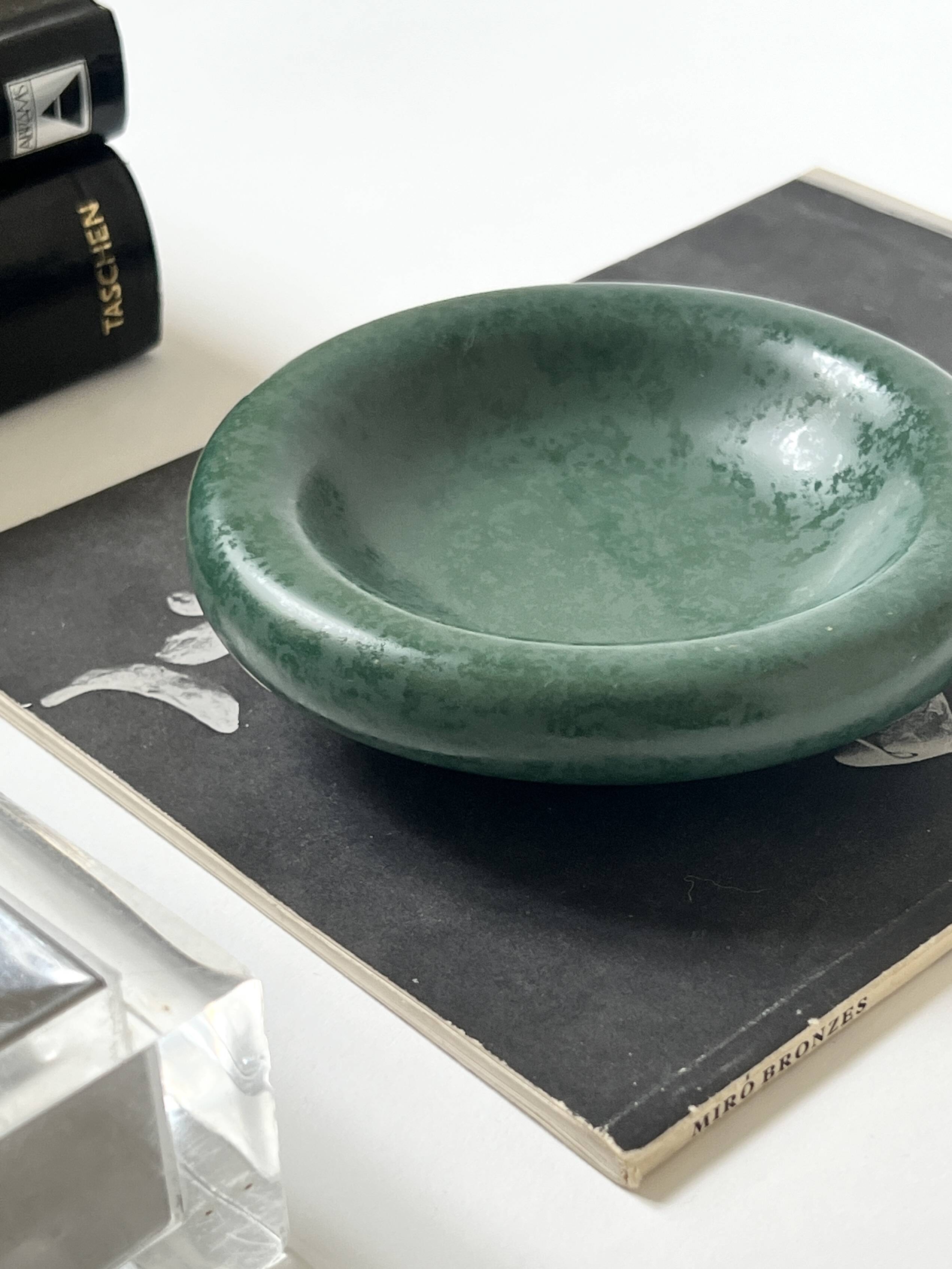 Ashtray / round ceramic catchall in emerald green.