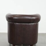 Club Armchair in Very Good Condition Made of Cowhide in English Style
