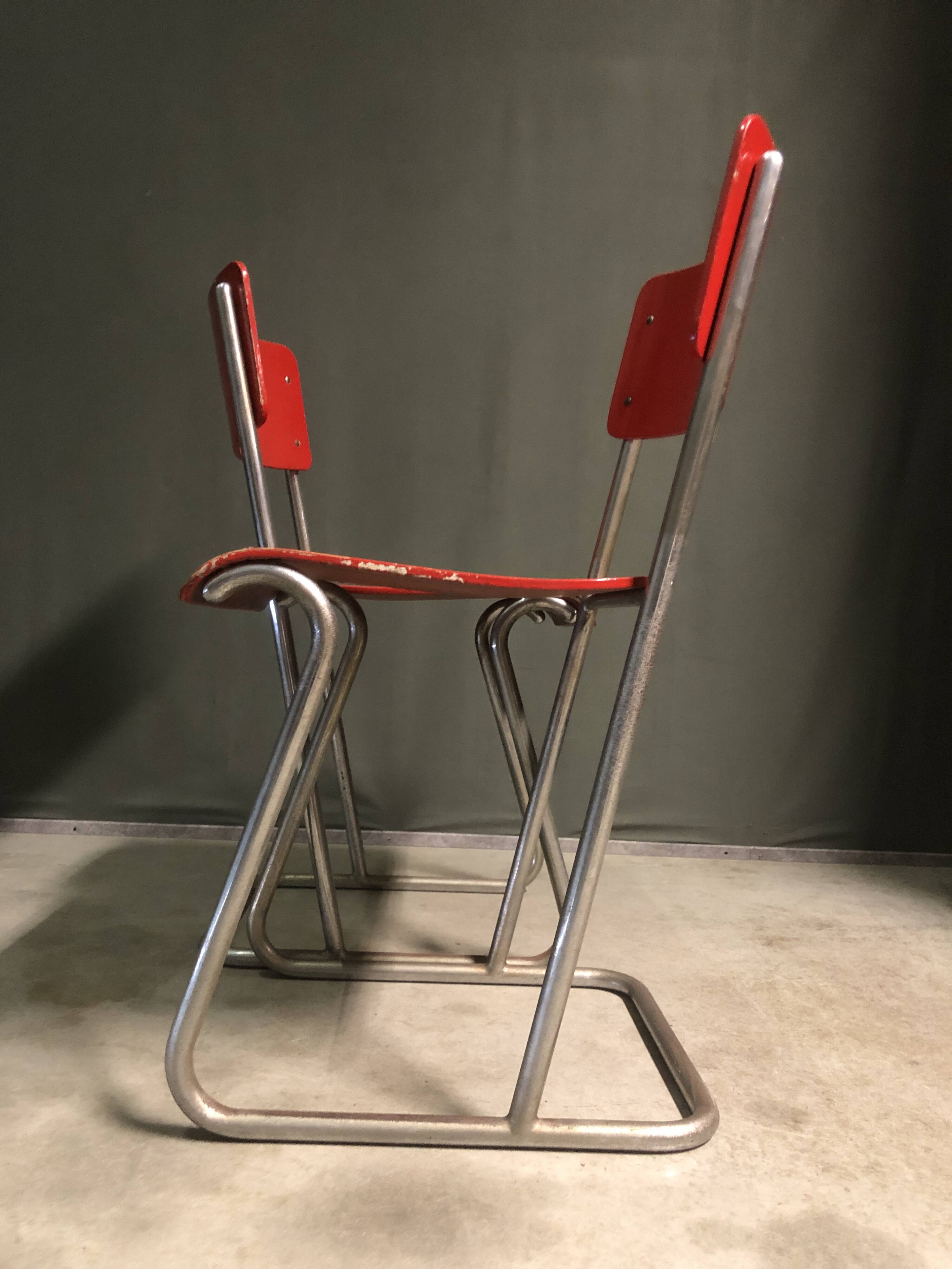 Rare set of dutch tubular side chairs.