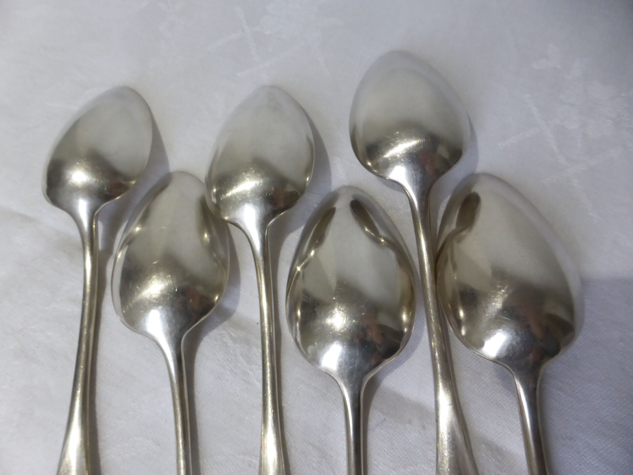 6 vintage silver plated soup spoons with hallmarks