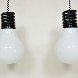 Pair of suspensions form glass by S.T.L. Studio for Lamperti bulb