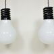 Pair of suspensions form glass by S.T.L. Studio for Lamperti bulb