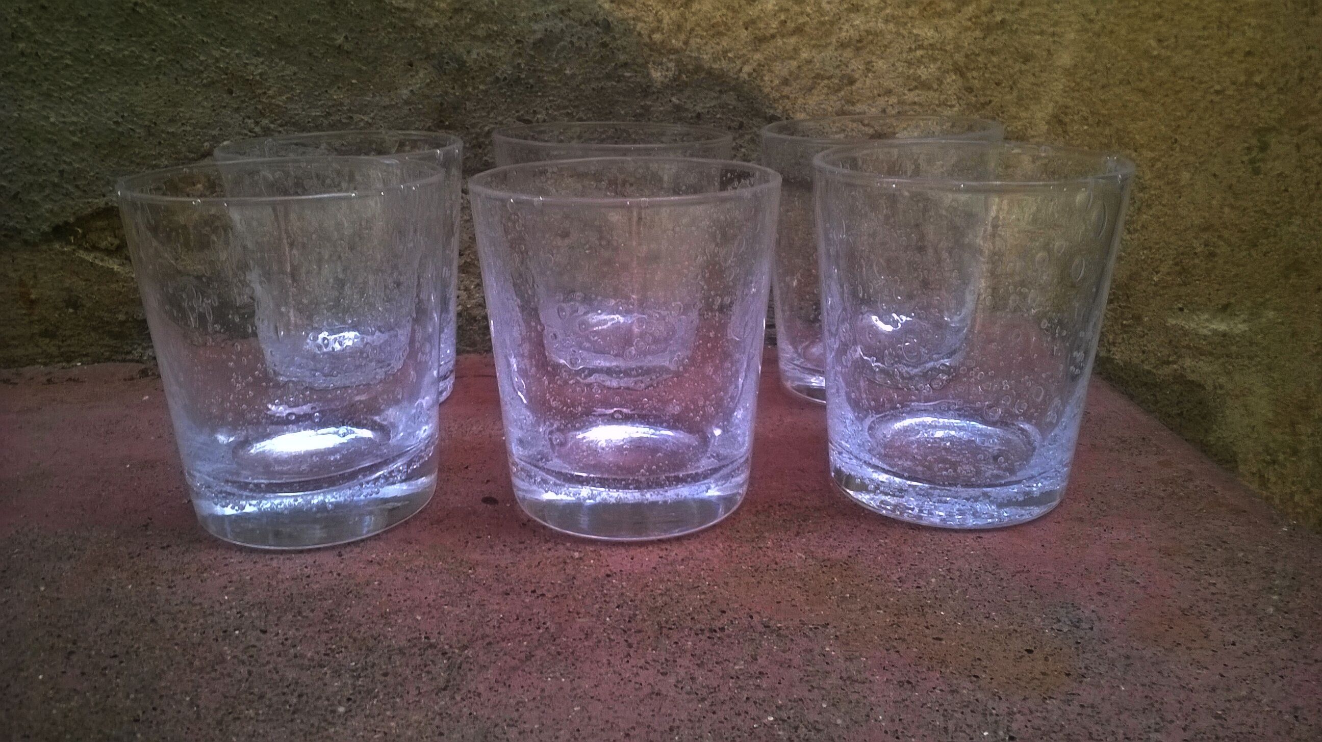 Series of six artisanal glasses "Verrerie de Biot"