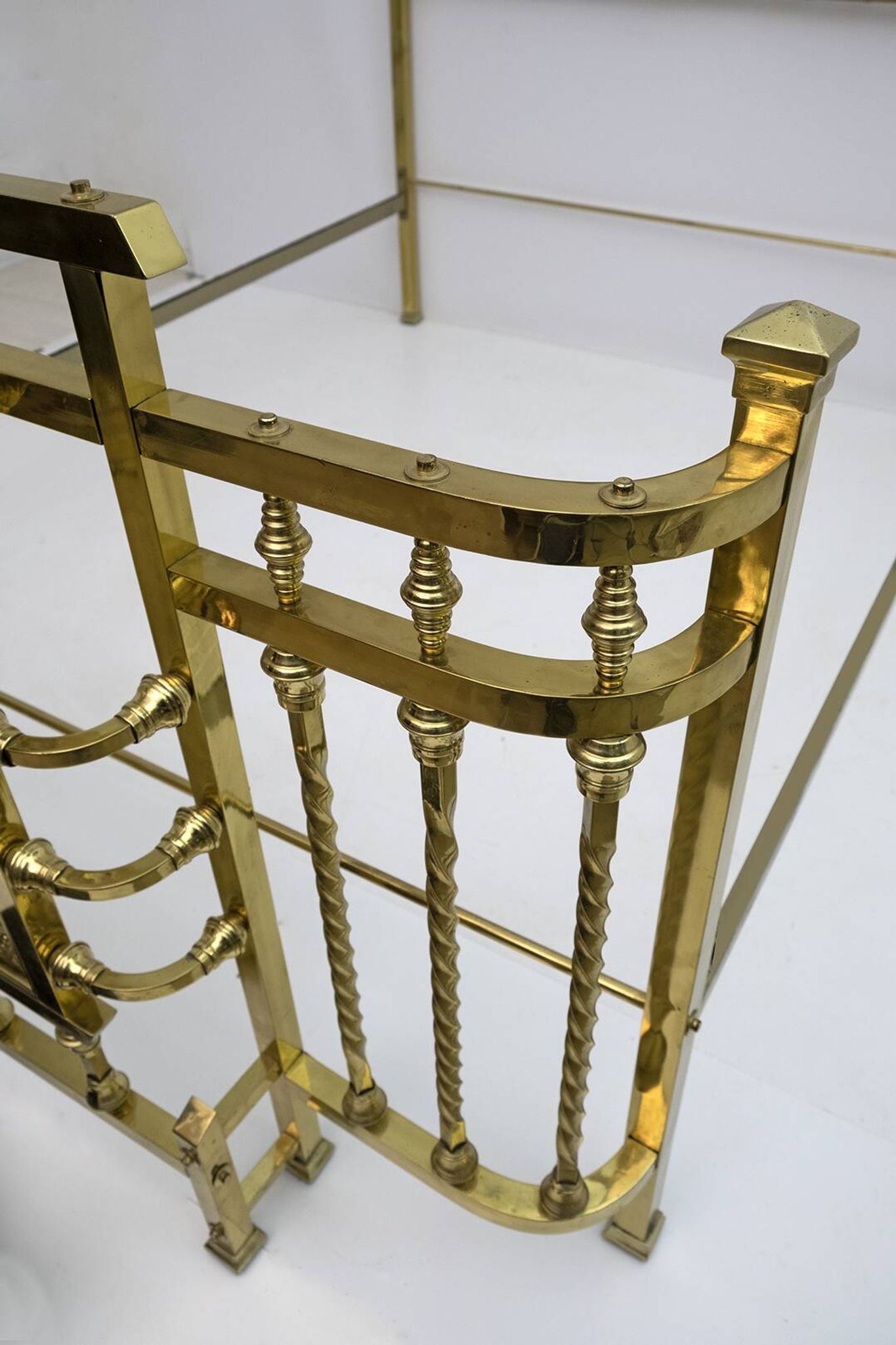 Art Nouveau Italian Brass Double Bed, Early 1900s
