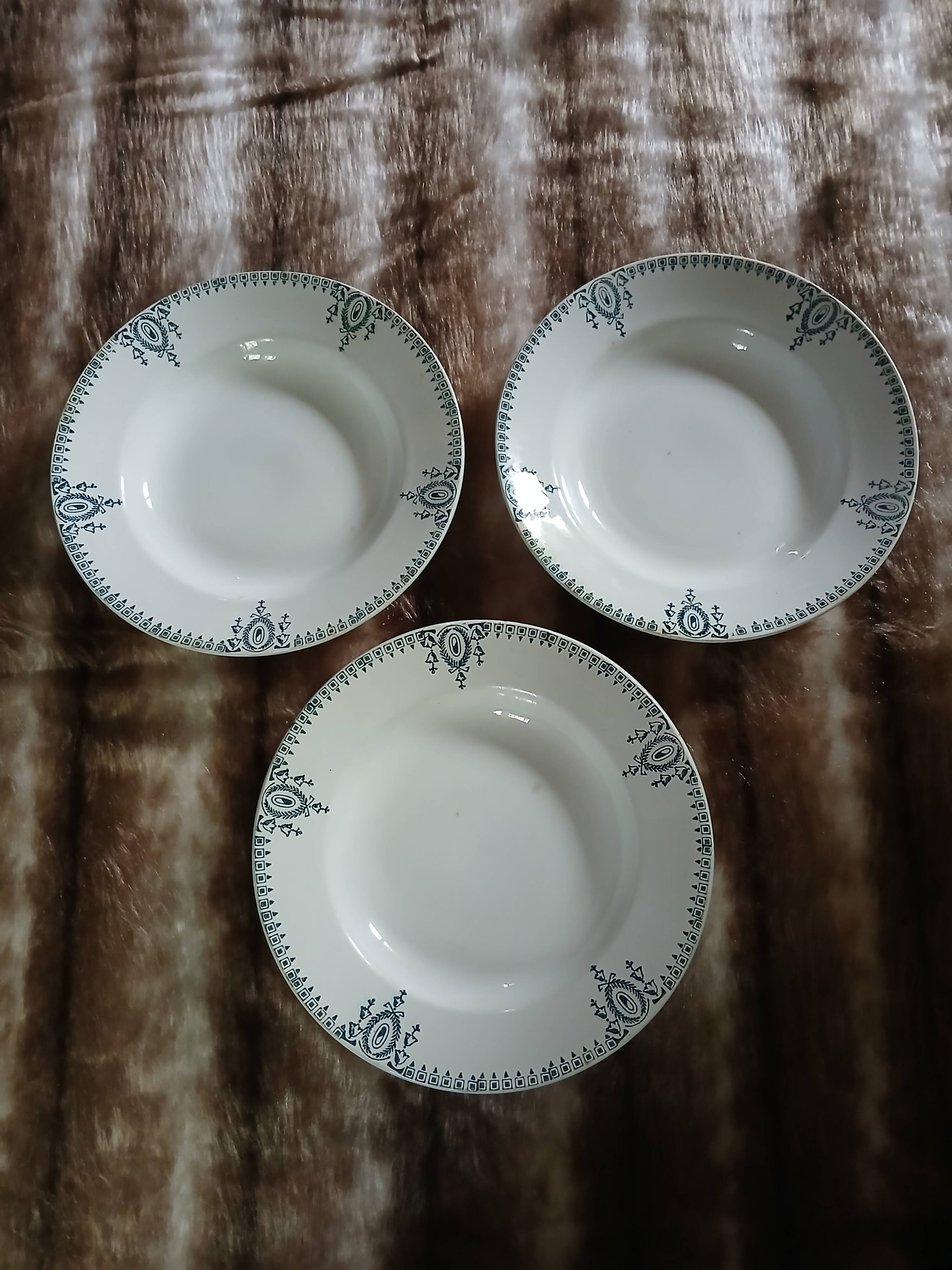 3 antique deep plates in ironstone