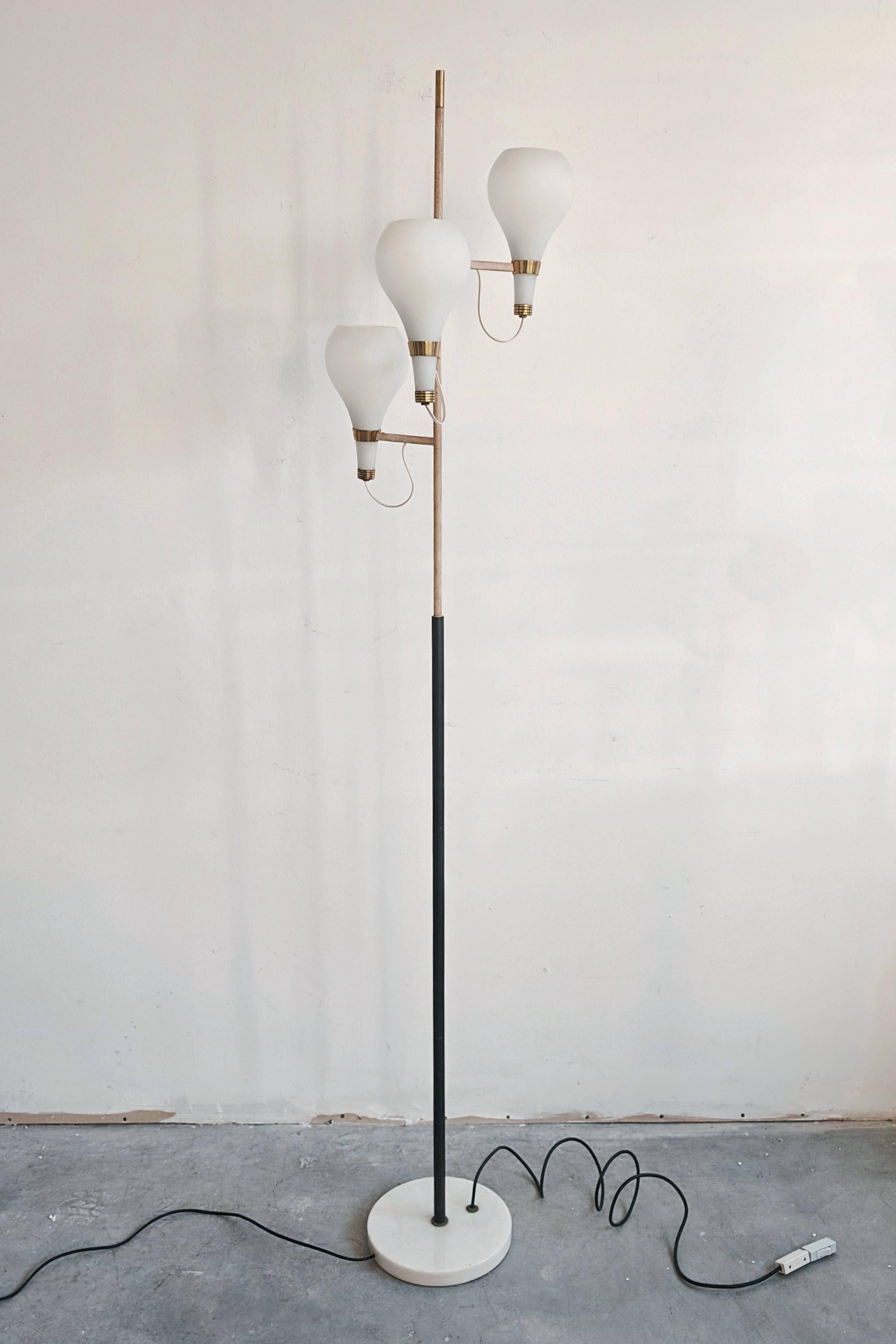 Lampe sur pied 3 bras Mid Century Modern Stilnovo 1950