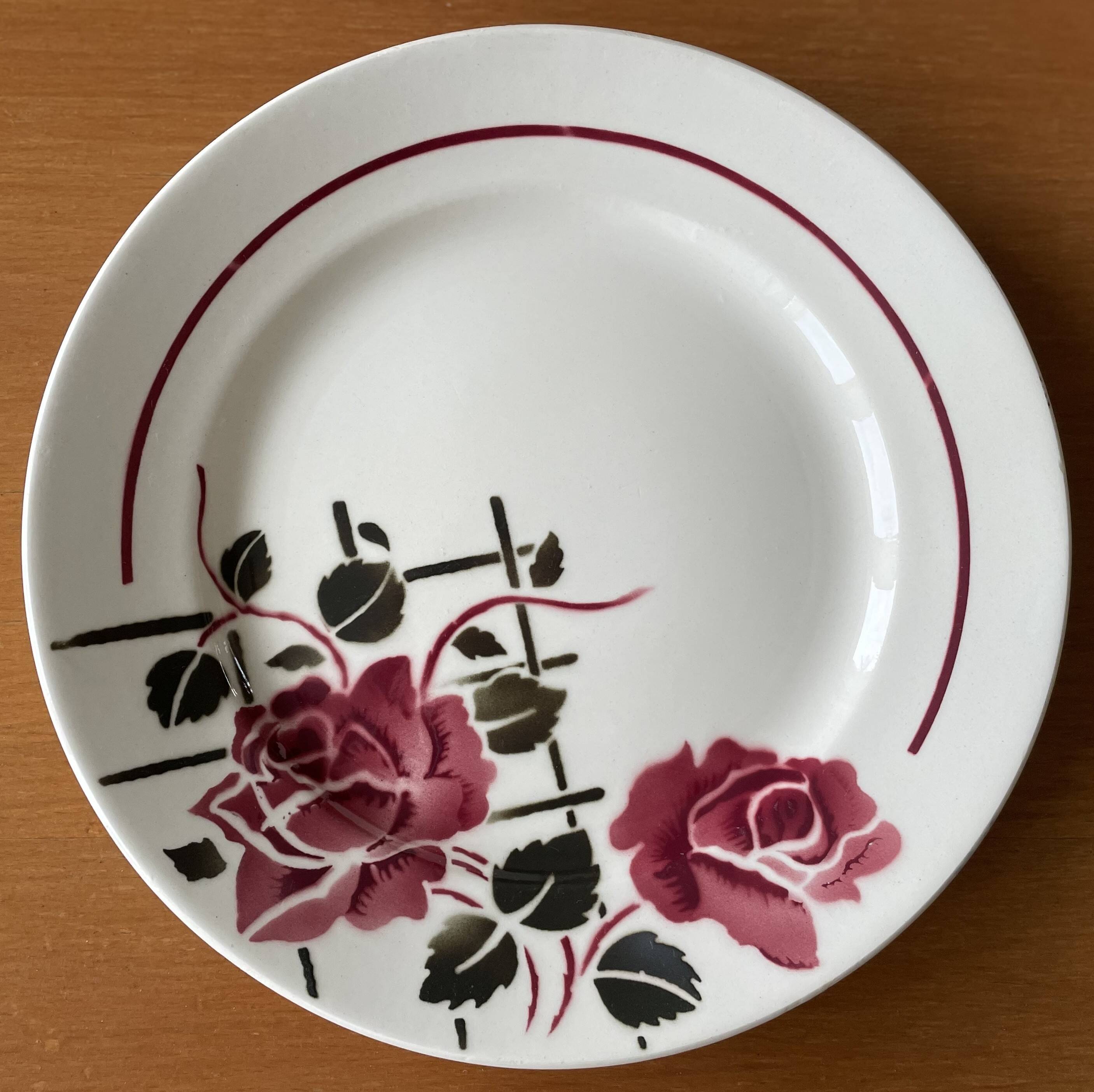6 antique flat plates in faience from badonviller