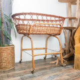 Couffin on foot in vintage rattan 50s