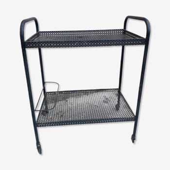 Perforated metal trolley on casters