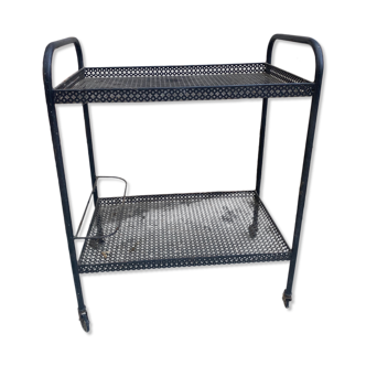 Perforated metal trolley on casters