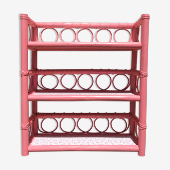 Pink rattan shelf