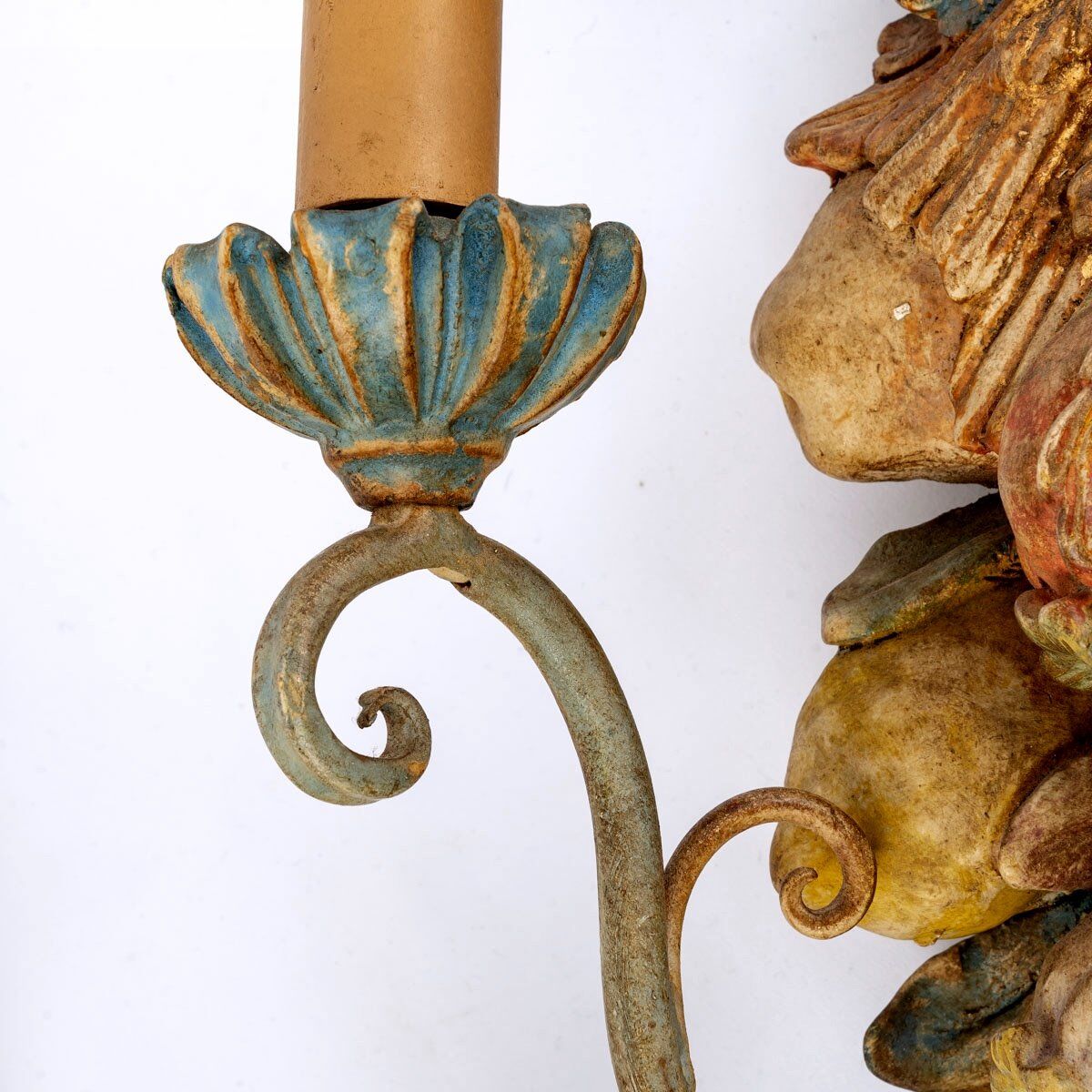 Paire d'appliques bois polychrome - époque : art nouveau - circa 1900