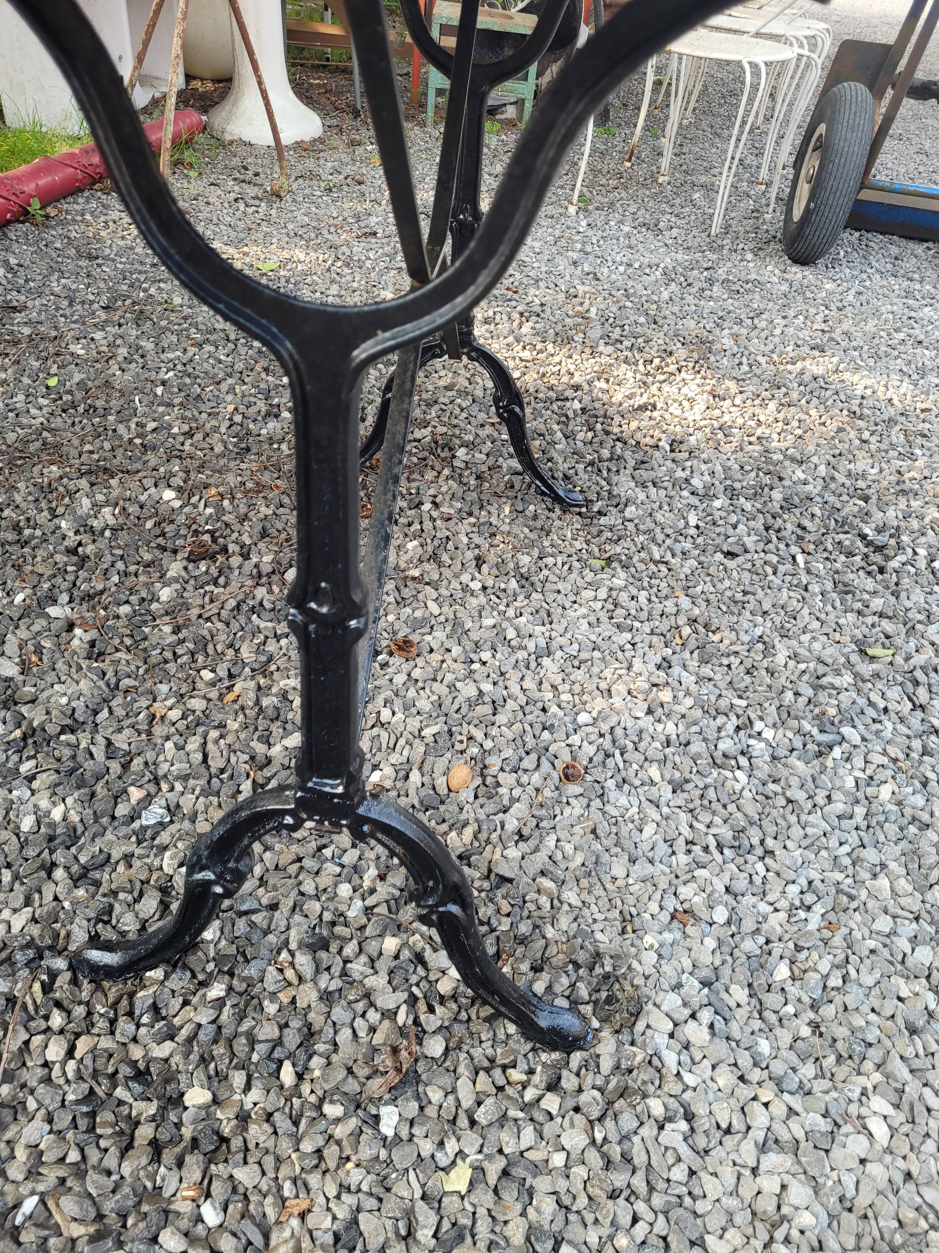 Bistro table top marble foot cast iron