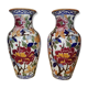 Pair of Gien vases model Peonies in perfect condition