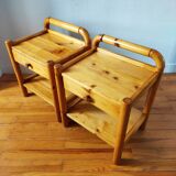 Paire de tables de chevet pin massif 1980