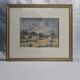 Framed watercolor by Henri Lindegaard 1975 - Forest and mountain landscape