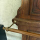Antique oak carved coat stand, mirror and umbrella stand — late 19th century