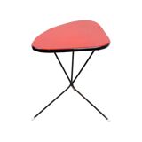 Rare expo 58 red tripod plant table side table royco triangular 49cm