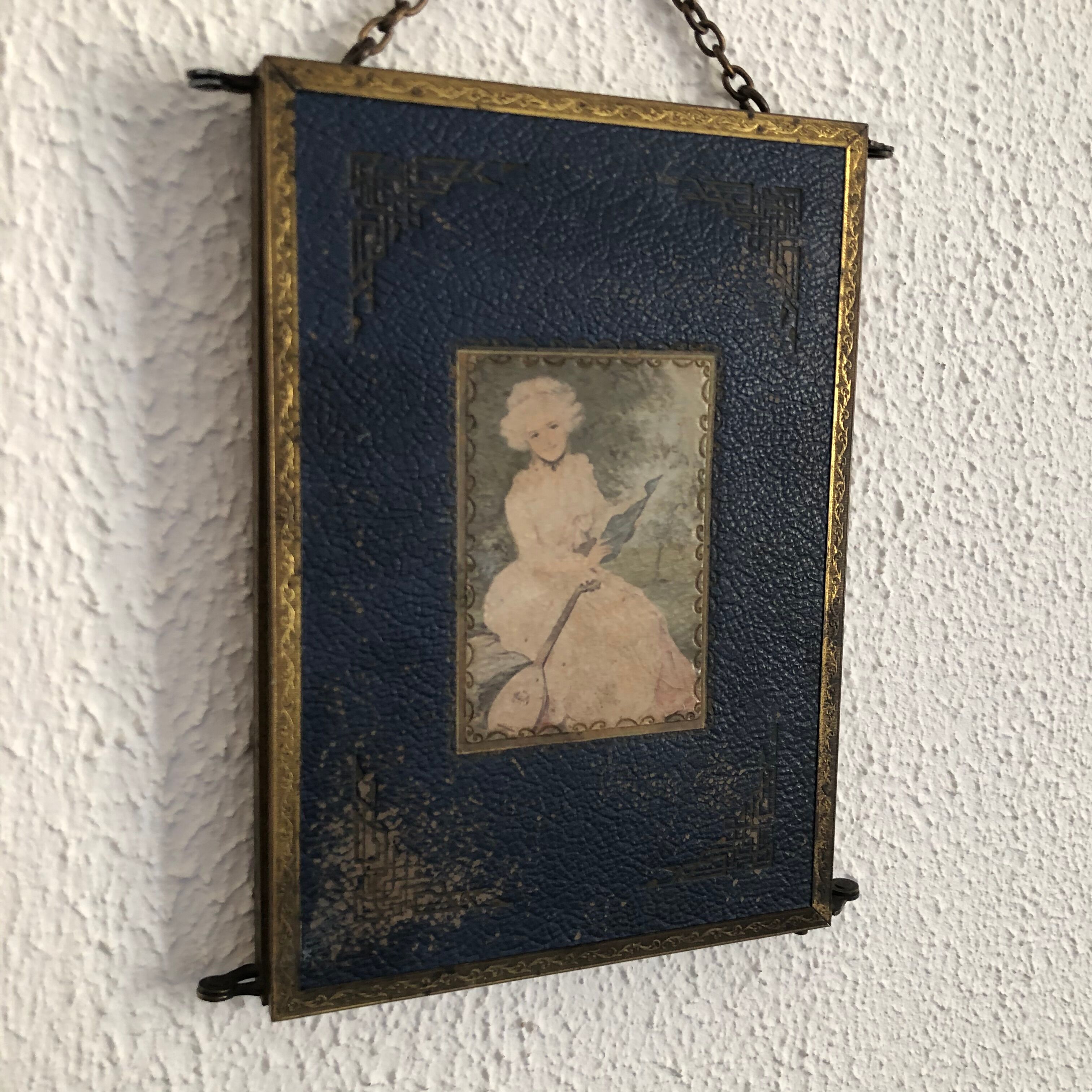 Vintage brass bevelled triptych mirror 1900 - 21 x 49 cm