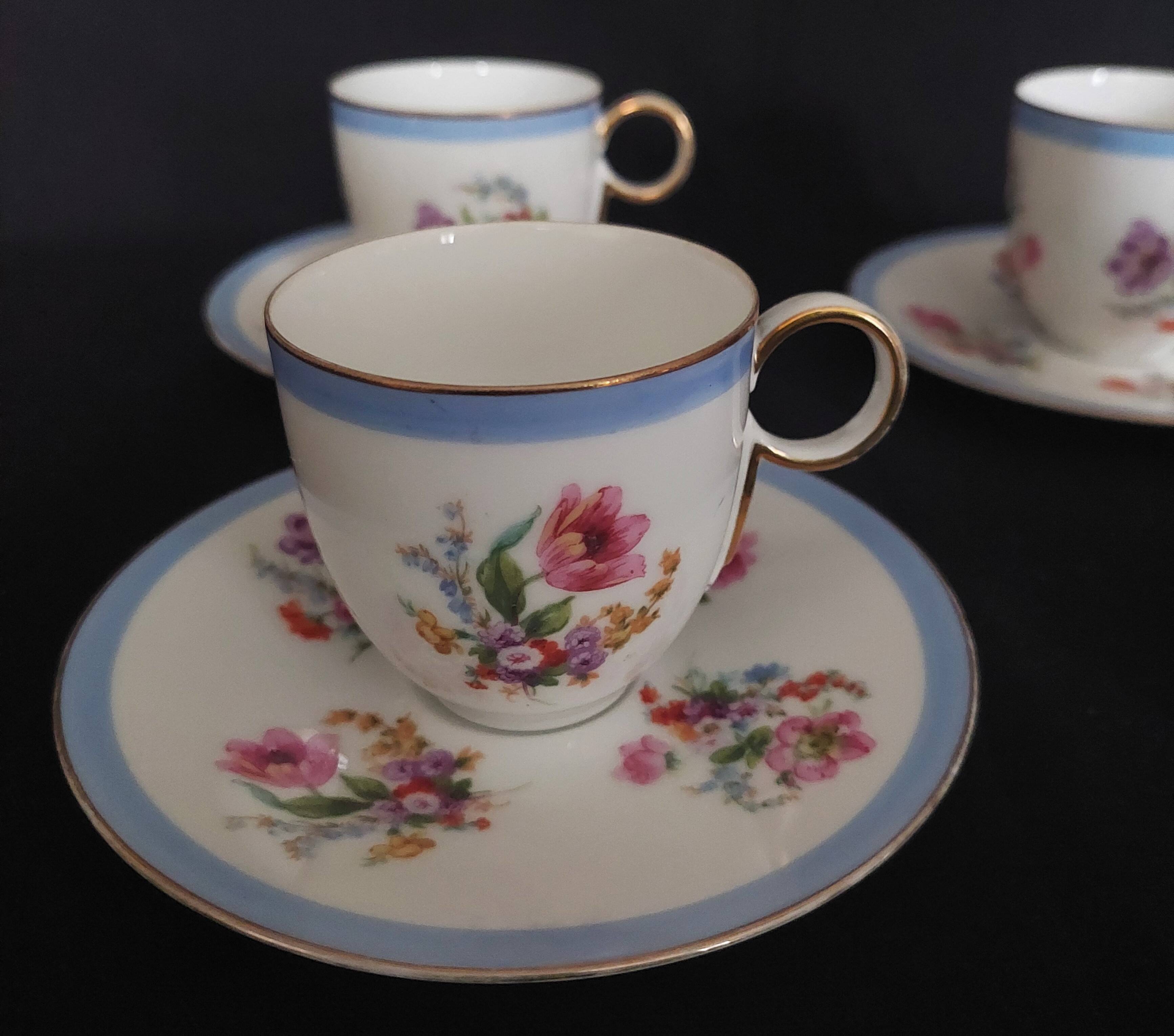 Epiag porcelain coffee cups Czechoslovakia floral decor