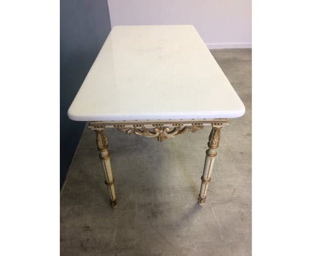 Antique wooden and marble coffee table