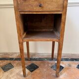 Table de chevet ancienne en bois et marbre