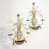 Pair of Silver Wrought Iron And Glass Wall Lights by Banci, Italy, 1940s