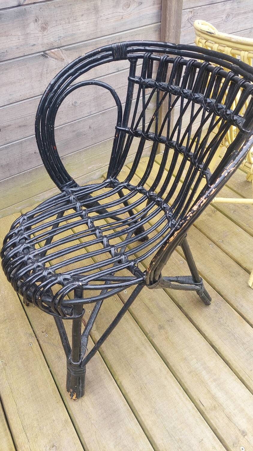 Duo of rattan armchairs