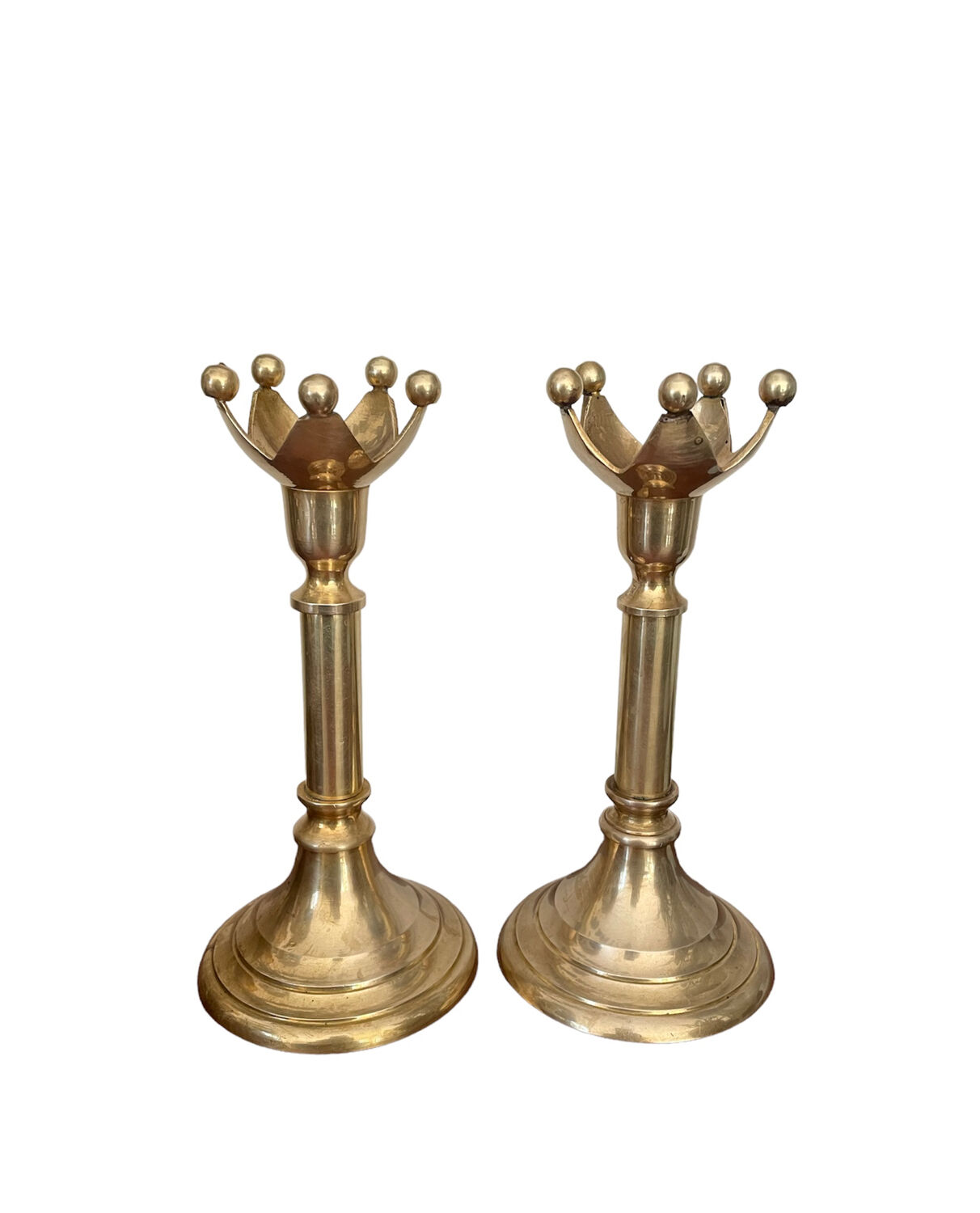 Pair of Scandinavian brass candle holders