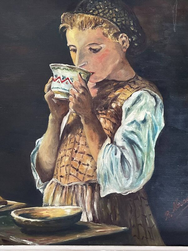 Tableau : Huile sur toile - portrait de paysanne