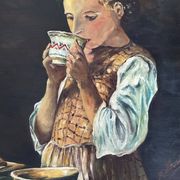 Tableau : Huile sur toile - portrait de paysanne