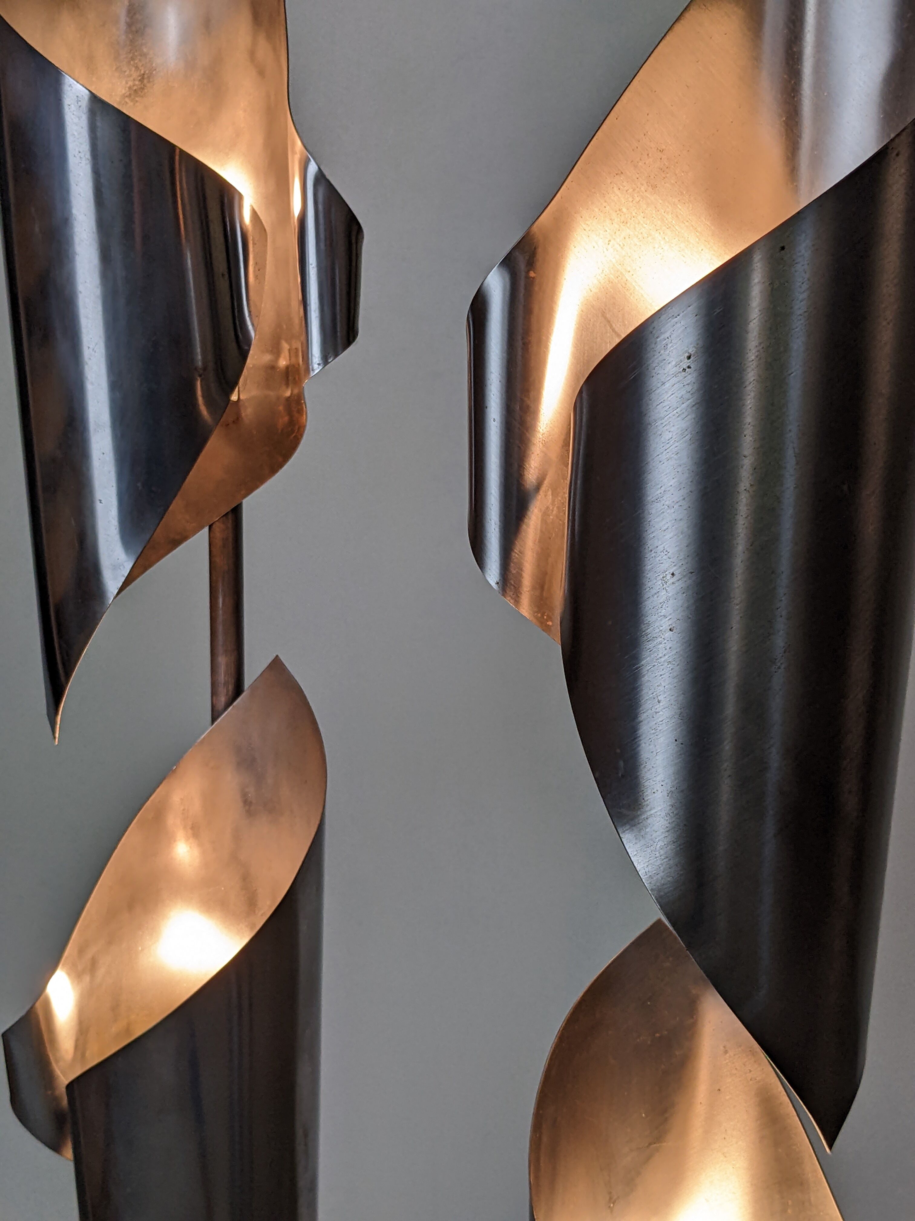 Pair of Space Age Stainless Steel Street Lights - 70s