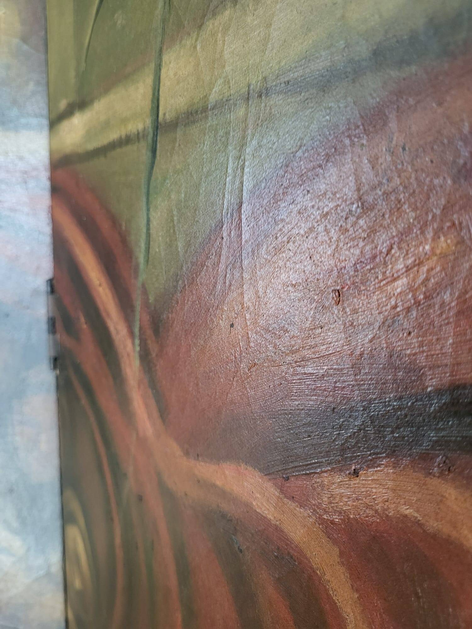 Rare paravent Art déco peint à la main dans le style de Michel-Ange