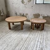 Circular elm coffee table from the 1950s