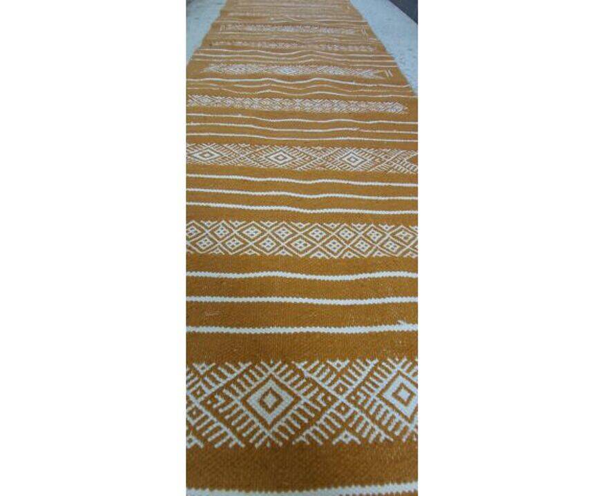 Hand-woven kilim hallway rug in natural wool