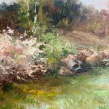 Pendant of hst paintings "landscape" by anna miszalska-gąsienica (1962)