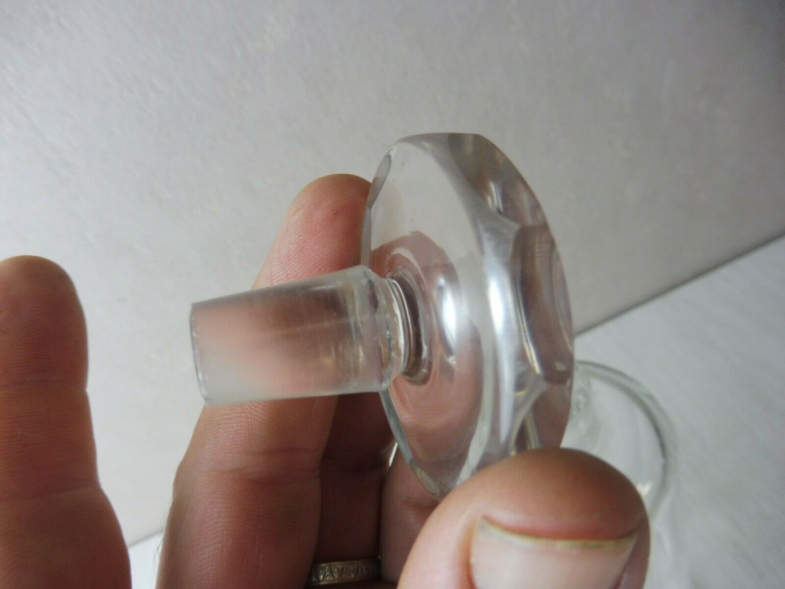 Ancient bohemian crystal carafe, flat coasts décor, from Czechoslovakia