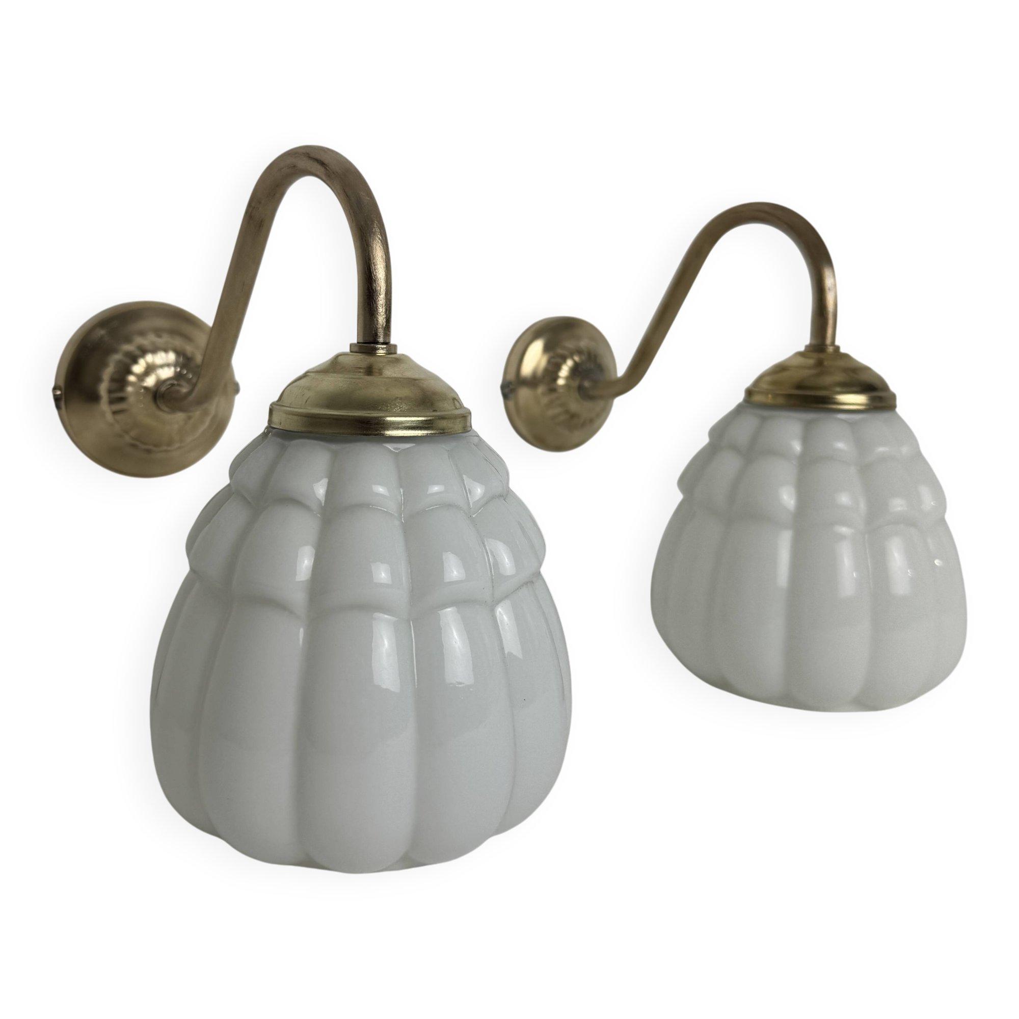 Pair of vintage opaline wall sconces