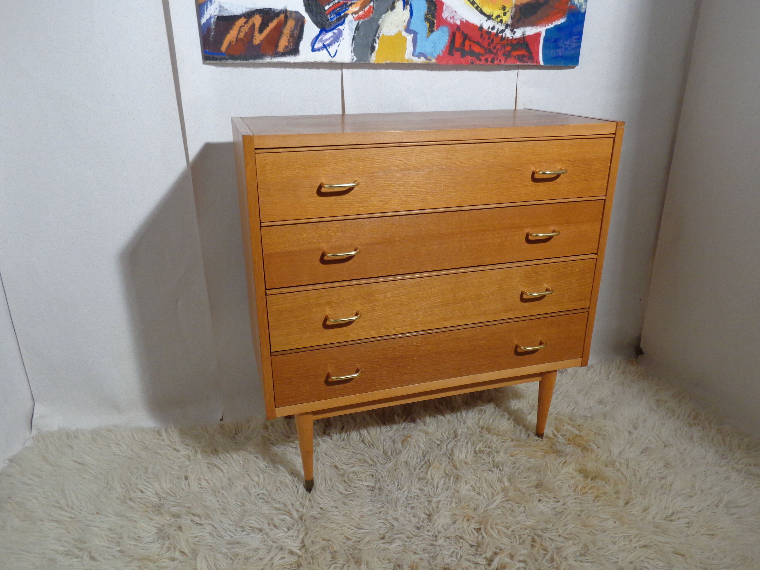 Vintage chest of drawers from the 60s honey color